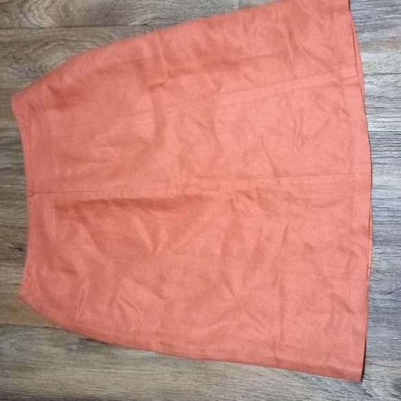 Orange Women's Midi Skirt Linen Blend for business or career - Picture 2 of 3
